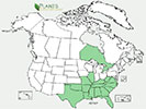 U.S. distribution of Aesculus pavia