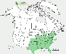 U.S. distribution of Carya tomentosa