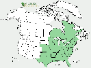 U.S. distribution of Carya cordiformis