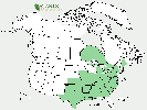 U.S. distribution of Carya laciniosa