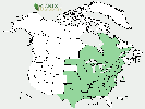 U.S. distribution of Carya ovata