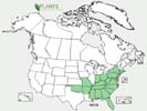U.S. distribution of Magnolia tripetala