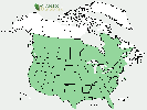U.S. distribution of Rhus glabra